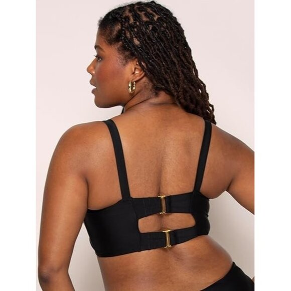 Smart & Sexy Women's Plus-Size Long Lined Underwire Black Bikini Top 40D NWOT - Picture 5 of 5